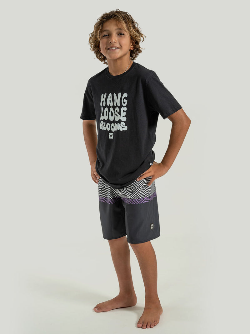 Camiseta Hang Loose Blooms Juvenil Preta
