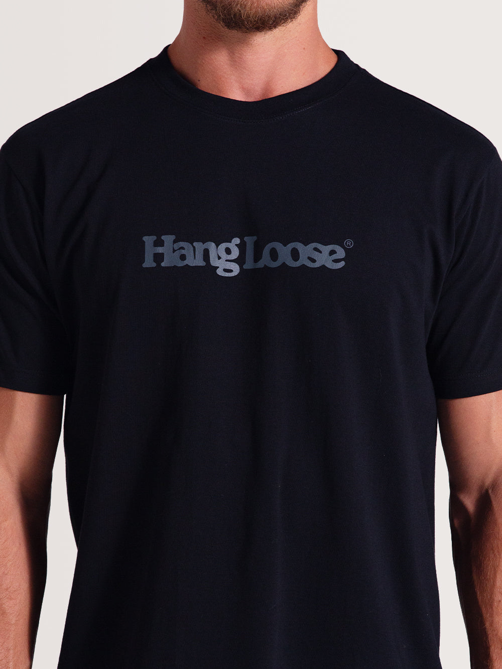 Camiseta Preta Manga Curta Hang Loose Typo