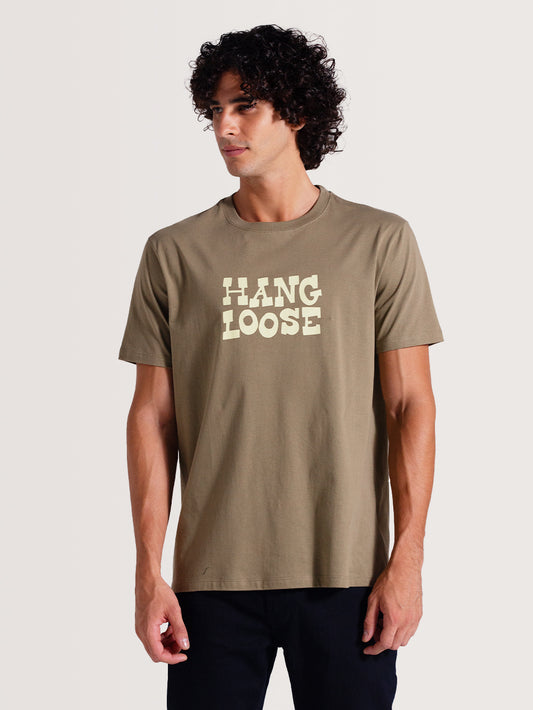 Camiseta Caqui Manga Curta Hang Loose Keepit