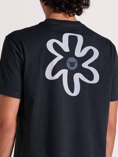 Camiseta Cinza Manga Curta Hang Loose Flower