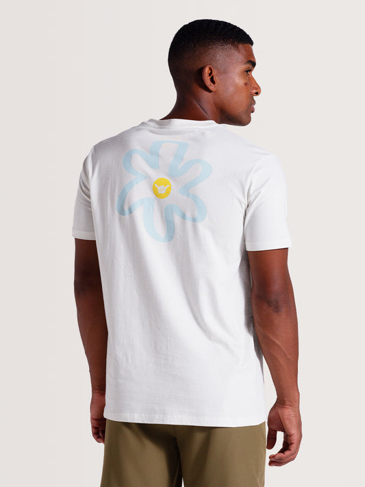 Camiseta Off White Manga Curta Hang Loose Flower