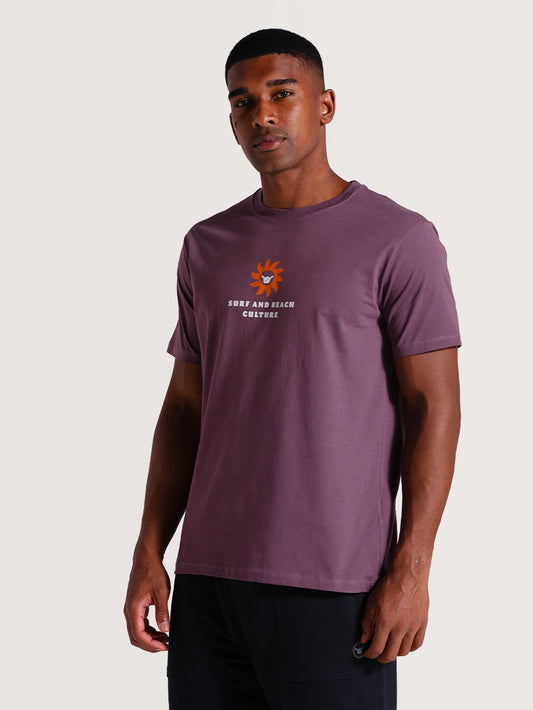 Camiseta Violeta Manga Curta Hang Loose Shield