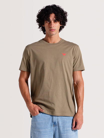 Camiseta Caqui Manga Curta Hang Loose Clouds
