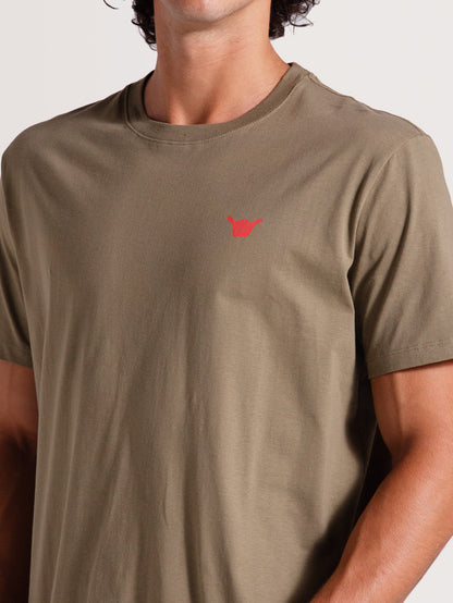Camiseta Caqui Manga Curta Hang Loose Clouds
