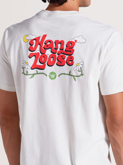 Camiseta Off White Manga Curta Hang Loose Clouds