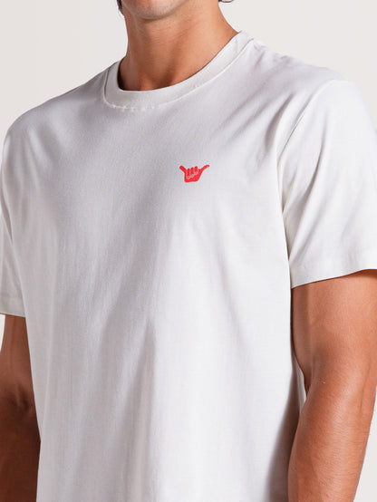Camiseta Off White Manga Curta Hang Loose Clouds