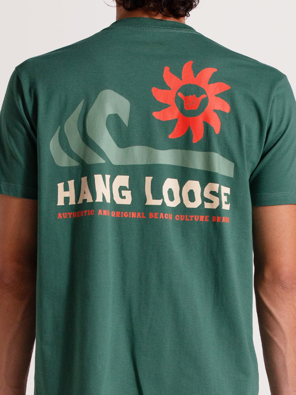 Camiseta Verde Manga Curta Hang Loose Rocks