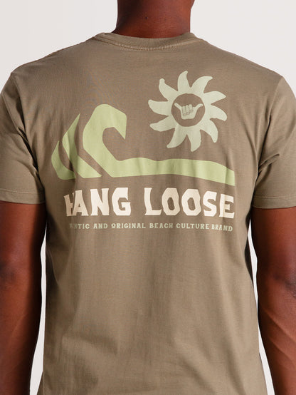 Camiseta Caqui Manga Curta Hang Loose Rocks