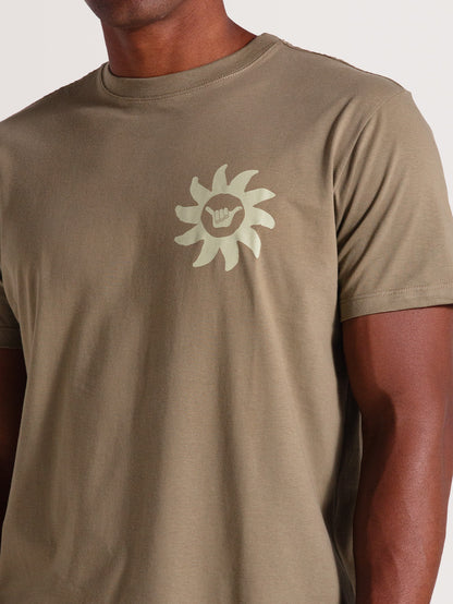 Camiseta Caqui Manga Curta Hang Loose Rocks