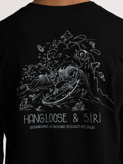 Camiseta Hang Loose S.I.R.I Wave Preto