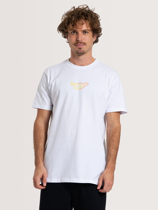 Camiseta Manga Curta Branca Hang Loose Sunset