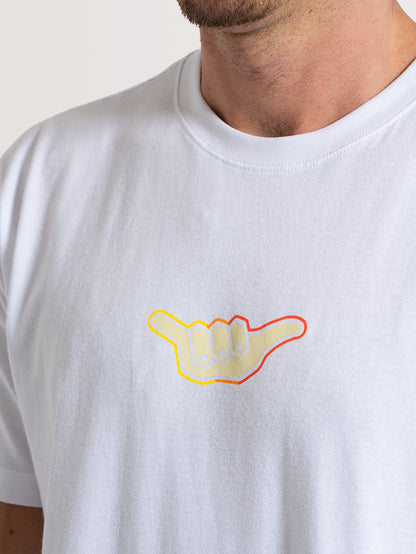 Camiseta Manga Curta Branca Hang Loose Sunset