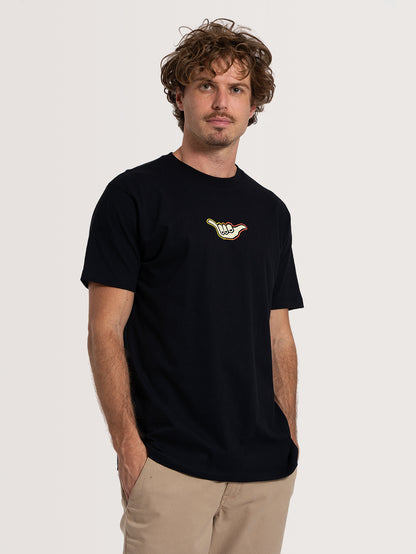 Camiseta Manga Curta Preta Hang Loose Sunset