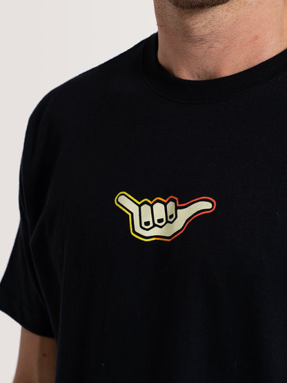 Camiseta Manga Curta Preta Hang Loose Sunset
