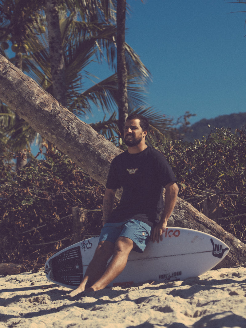 Camiseta Manga Curta Preta Hang Loose Sunset