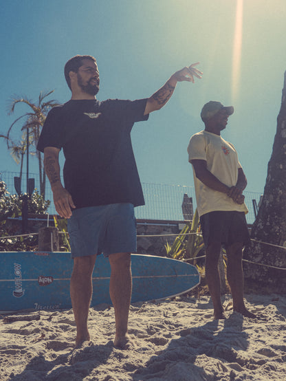 Camiseta Manga Curta Preta Hang Loose Sunset