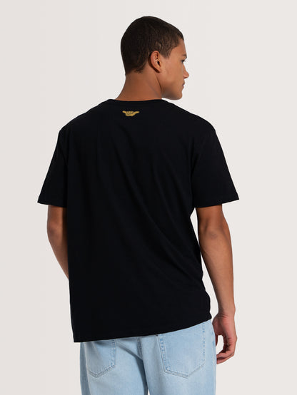 Camiseta Manga Curta Preta Hang Loose Retro