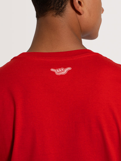 Camiseta Manga Curta Vermelha Hang Loose Retro
