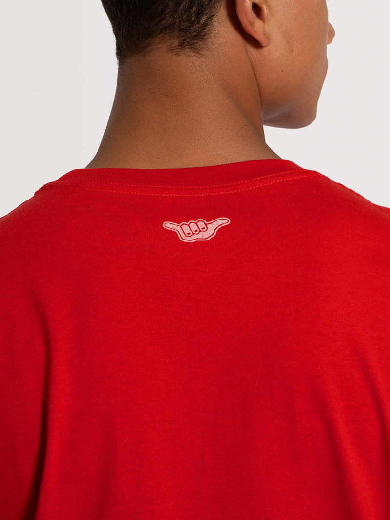 Camiseta Manga Curta Vermelha Hang Loose Retro