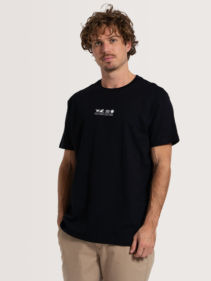 Camiseta Manga Curta Preta Hang Loose Flat