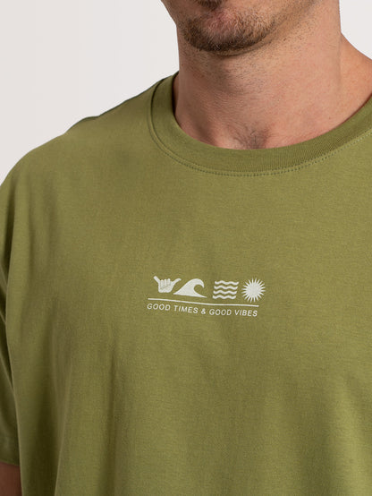 Camiseta Manga Curta Verde Hang Loose Flat