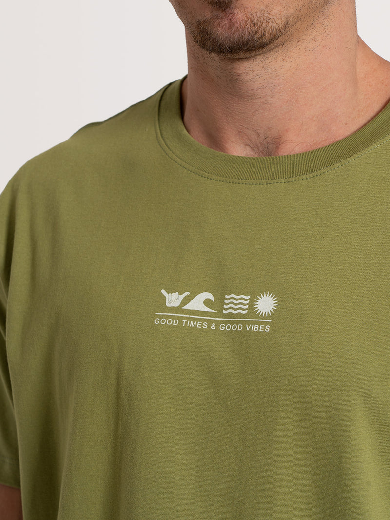 Camiseta Manga Curta Verde Hang Loose Flat