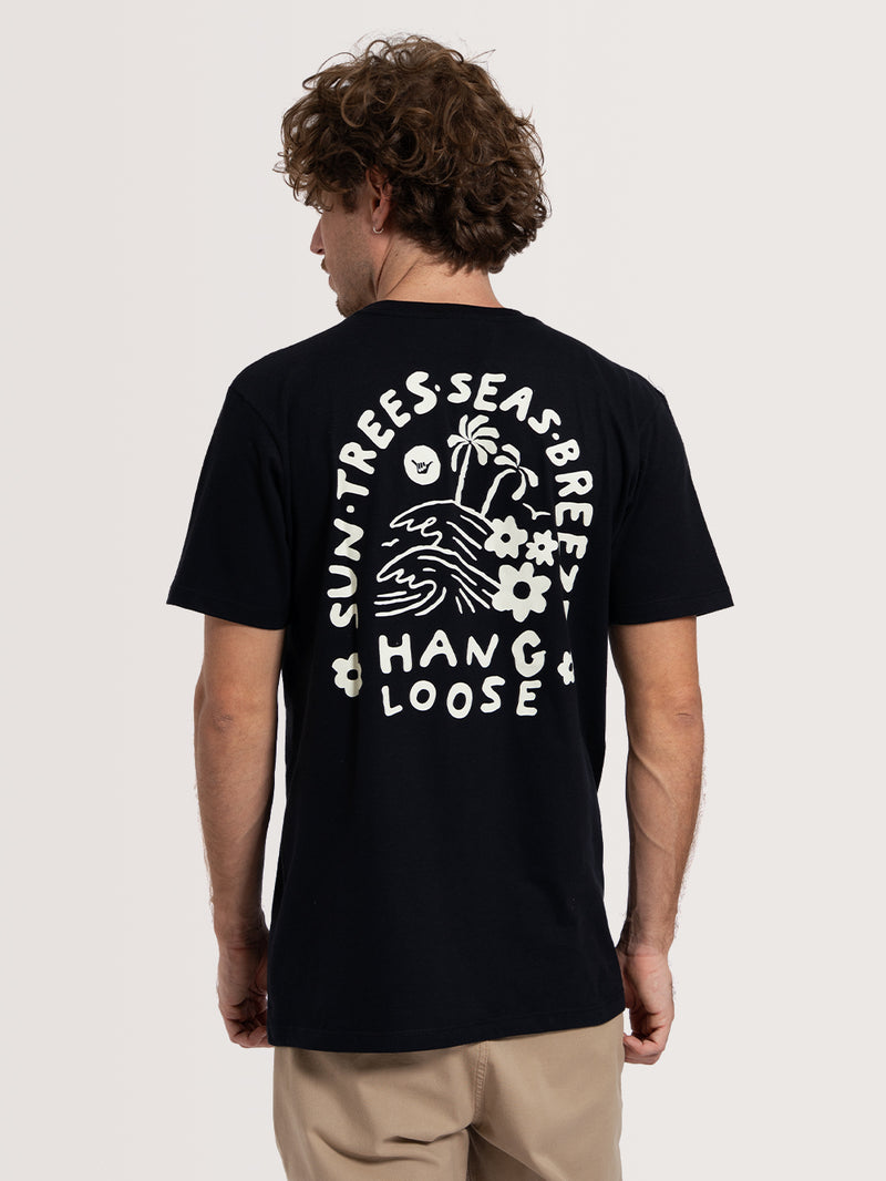 Camiseta Manga Curta Preta Hang Loose Breeze