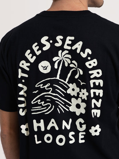 Camiseta Manga Curta Preta Hang Loose Breeze