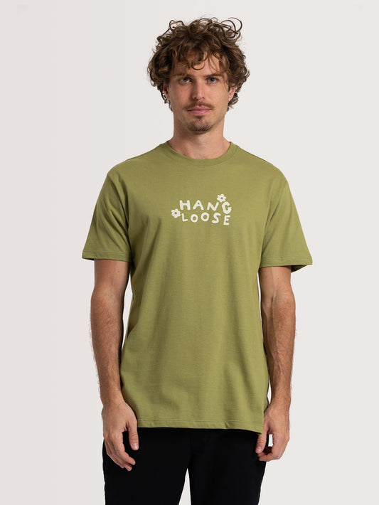 Camiseta Manga Curta Verde Hang Loose Hippie