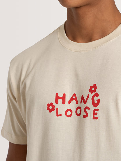 Camiseta Manga Curta Off White Hang Loose Hippie