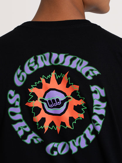 Camiseta Manga Curta Preta Hang Loose Genuine