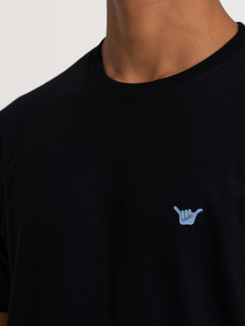 Camiseta Manga Curta Preta Hang Loose Greekback