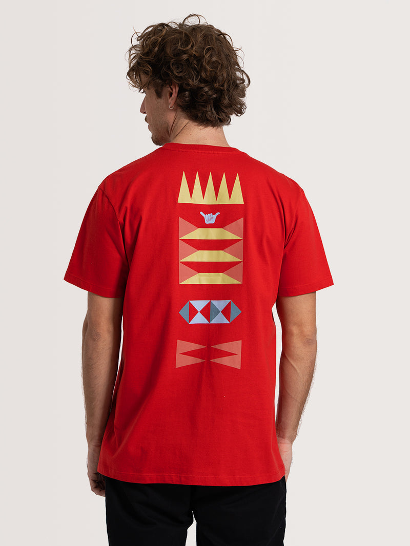 Camiseta Manga Curta Vermelha Hang Loose Greekback