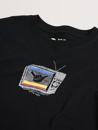 Camiseta Manga Curta Preto Hang Loose Tvon