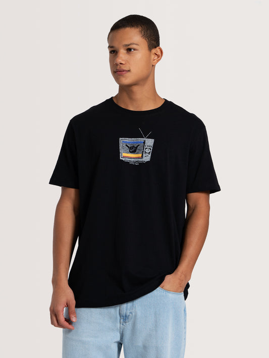Camiseta Manga Curta Preto Hang Loose Tvon