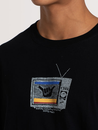 Camiseta Manga Curta Preto Hang Loose Tvon