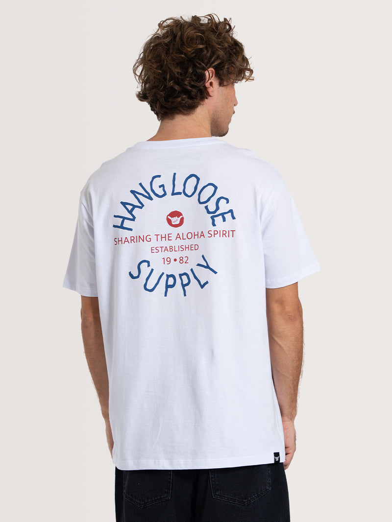Camiseta Manga Curta Branca Hang Loose Aloha