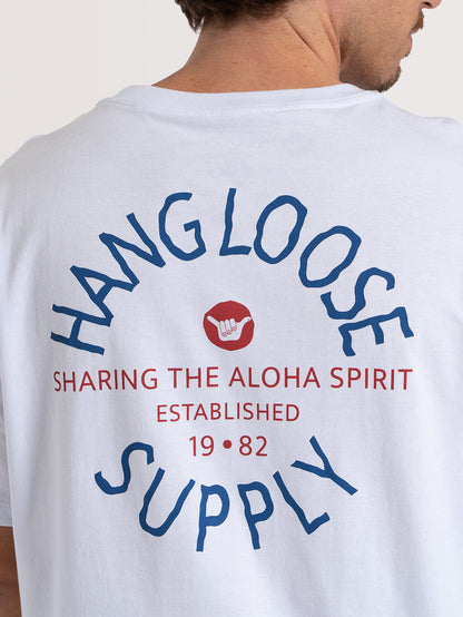 Camiseta Manga Curta Branca Hang Loose Aloha