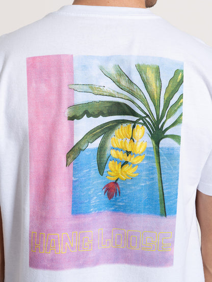 Camiseta Manga Curta Branca Hang Loose Platano