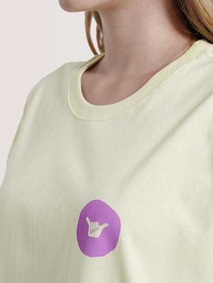 Camiseta Manga Curta Amarela Hang Loose Waves