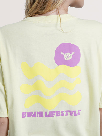 Camiseta Manga Curta Amarela Hang Loose Waves