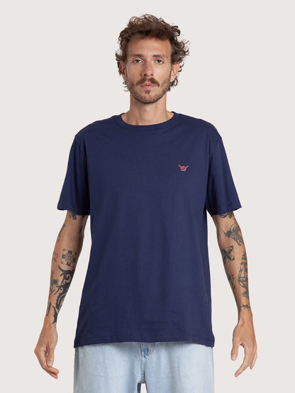 Camiseta Manga Curta Azul Marinho Masculina Hang Loose Logo