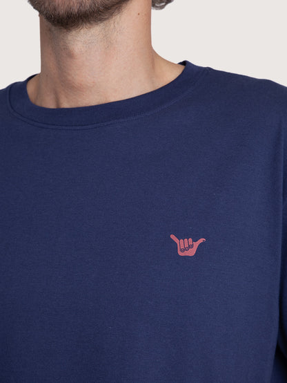 Camiseta Manga Curta Azul Marinho Masculina Hang Loose Logo
