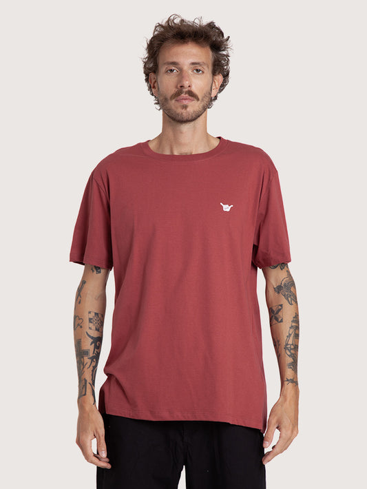 Camiseta Manga Curta Bordô Masculina Hang Loose Logo