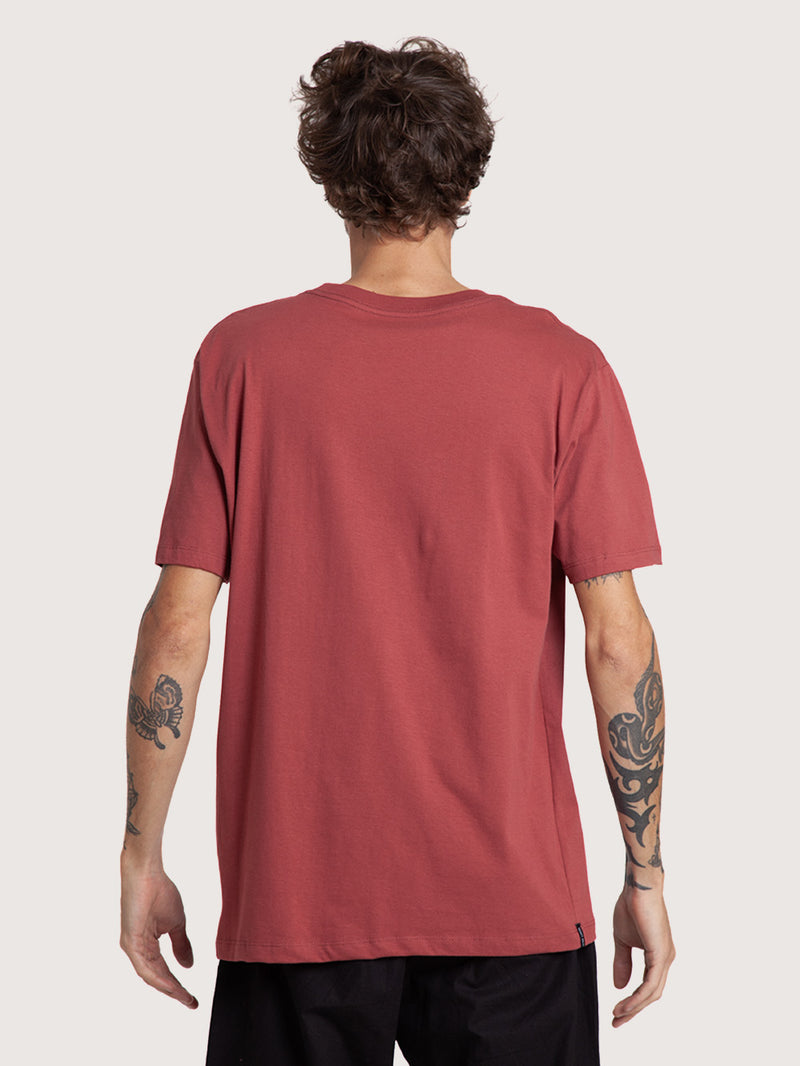 Camiseta Manga Curta Bordô Masculina Hang Loose Logo