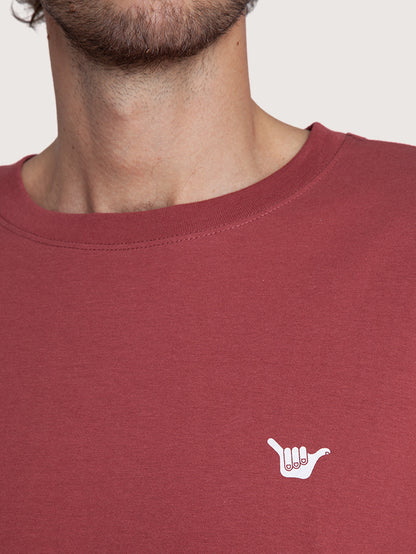 Camiseta Manga Curta Bordô Masculina Hang Loose Logo