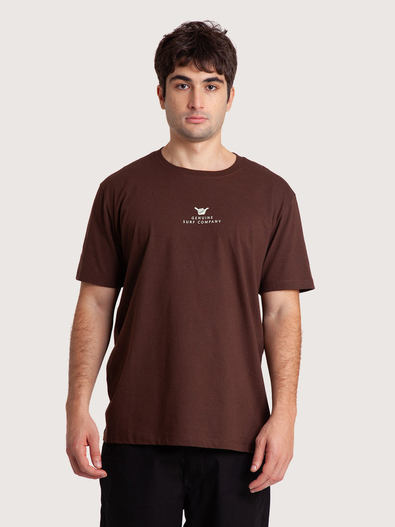 Camiseta Manga Curta Marrom Masculina Hang Loose Boat