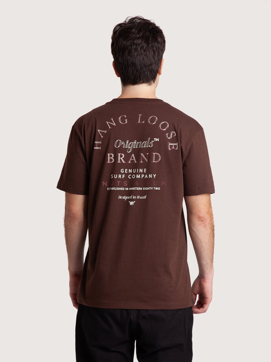 Camiseta Manga Curta Marrom Masculina Hang Loose Boat