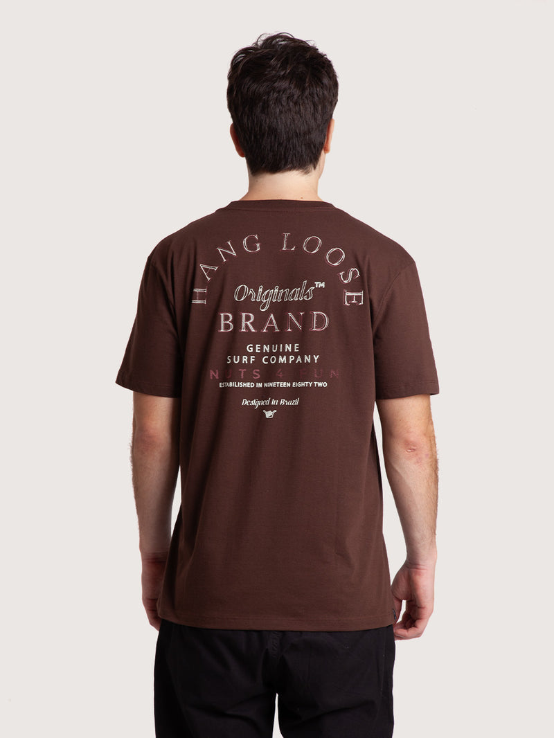 Camiseta Manga Curta Marrom Masculina Hang Loose Boat