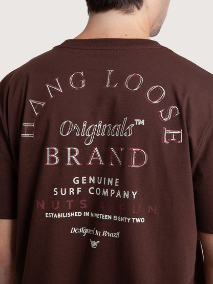 Camiseta Manga Curta Marrom Masculina Hang Loose Boat